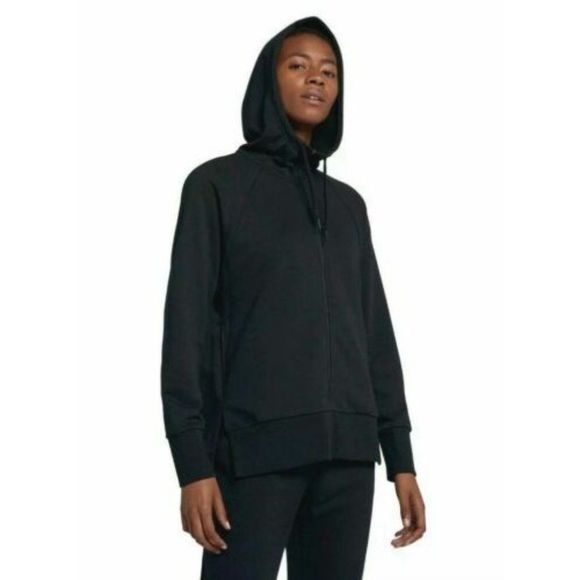 Womens Nike Hoodie Black Modern 1740 Size Medium EUC Hi-Low Full Zip Full Zip - Picture 1 of 10